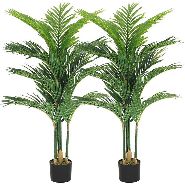 Artificial Areca Palm Plant Fake Tropical Palm Tree, 5 Feet Faux Dypsis Lutescens Plants In Pot For Indoor Outdoor House Home Office Garden Modern Decoration I510427063